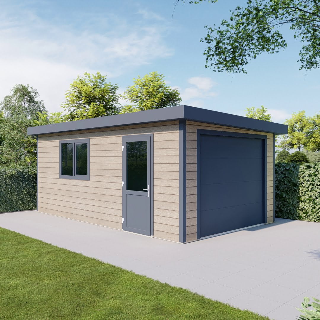 Kunststoff Garage Flachdach anteak anthrazit