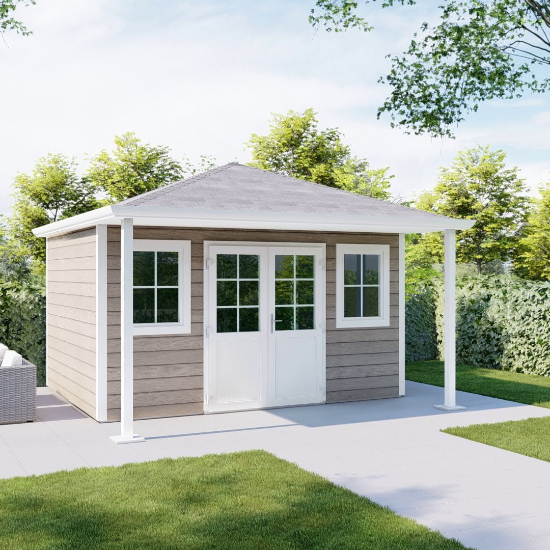 _toscane_DD_anteak_weiß Kunststoff Gartenhaus Toscane Anteak Weiß