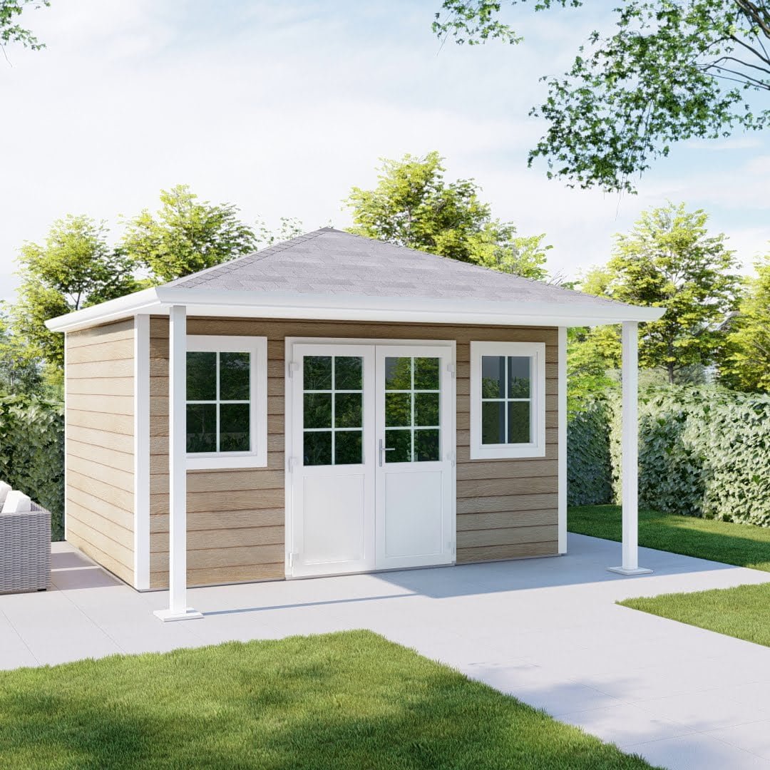 _toscane_DD_eiche_malt_weiß Kunststoff Gartenhaus Toscane Eiche Weiß